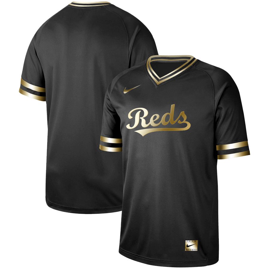 Men Cincinnati Reds Blank Nike Black Gold MLB Jerseys->kansas city royals->MLB Jersey